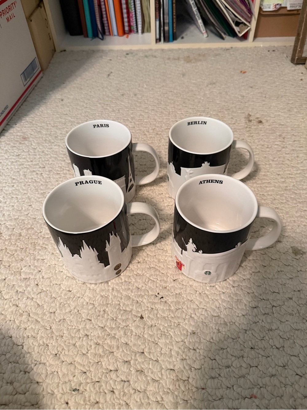 Starbucks 4 Relief Mugs (Paris Berlin Prague Athens)